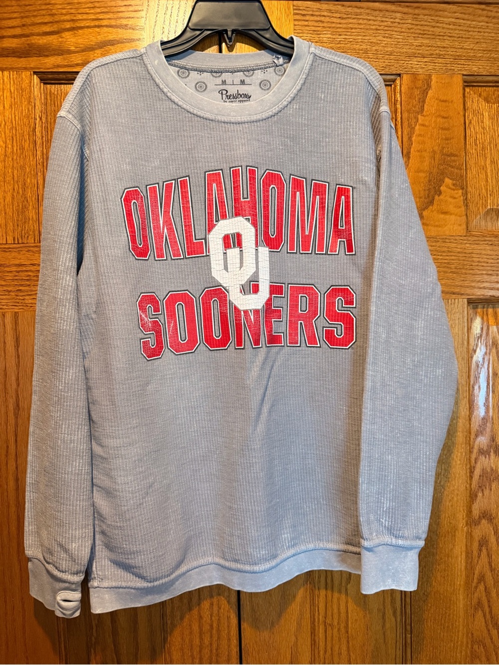 Pressbox Gray Oklahoma Sooners Waffle Crewneck oversized Sweatshirt